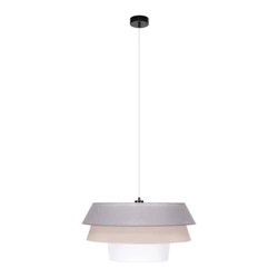 Lampa Wisząca Amar 1xE27 Max.60W Czarny Metal/Przezroczysty Kabel PCV/Grafitowo-Różowo-Biały Klosz Tkaniny 160970104