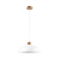 Molde Pendant Lamp 1xE27 Max.60W Oiled Oak/Transparent PVC Cable/White Glass 9884074