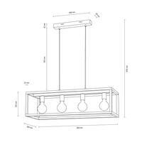 Kago Pendant Lamp 4xE27 Max.60W Oiled Oak/Chrome/Transparent 61500474