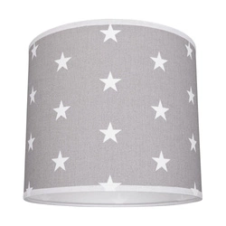 Lampshade Cylinder E27 H20 Gray-White Fabric with stars pattern