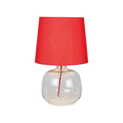 Mandy Table Lamp 1xE27 Max.40W Transparent Glass/Red Fabric Cable/Red Fabric Shade