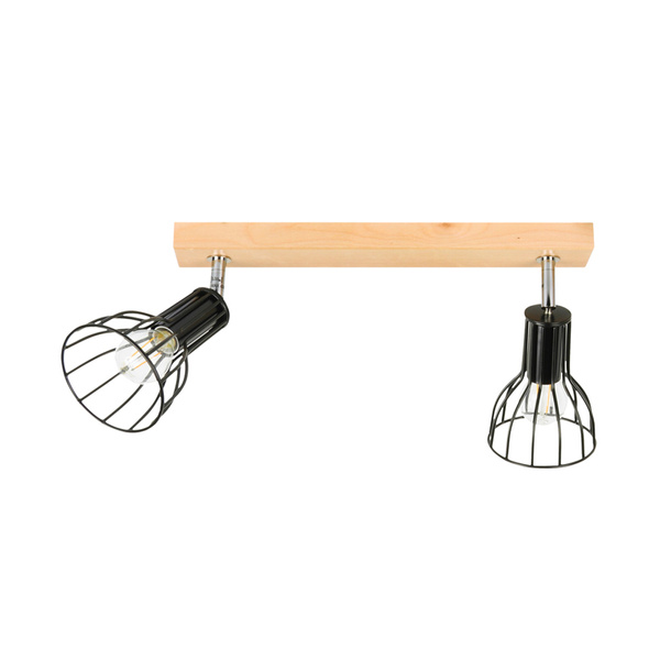 Megan Wood Ceiling Lamp 2xE14 Max.40W Birch Wood/Black Metal