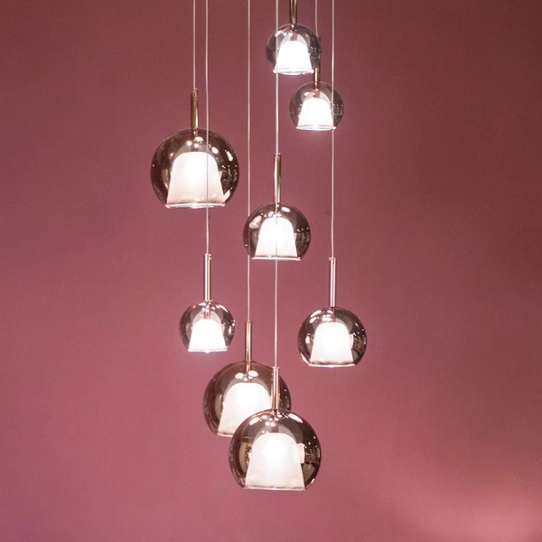 Bellezia Pendant Lamp Incl. 12xG4 Max.20W Chrome Metal/Copper Glass 1781213