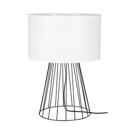 Swan Table Lamp 1xE27 Max.60W Black Metal/Black PVC Cable/White Fabric Shade 89329104