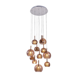 Bellezia Pendant Lamp Incl. 12xG4 Max.20W Chrome Metal/Copper Glass