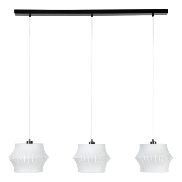 Lotus Pendant Lamp 3xE27 Max.40W Black Metal/Transparent PVC Cable/Gray Fabric Shade 15640304