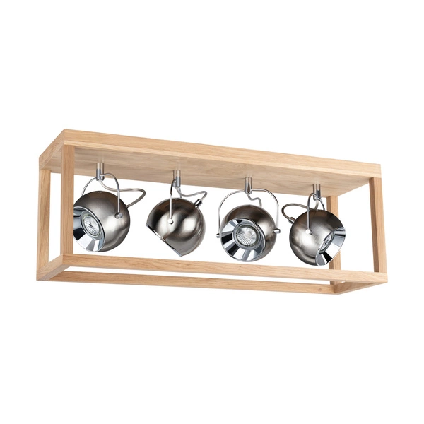 Roy Ceiling Lamp Incl.4xLED GU10 5W Oiled Oak/Satin Metal 5227474L