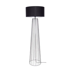 Lampa podłogowa Swan 1xE27 maks. 60W Czarny metal/czarny kabel PCV/czarny klosz z tkaniny