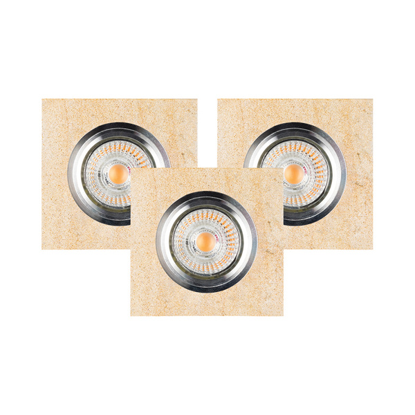 Vitar Sandstone Square Ceiling Lamp Incl.3xLED GU10 6W Sandstone/Chrome