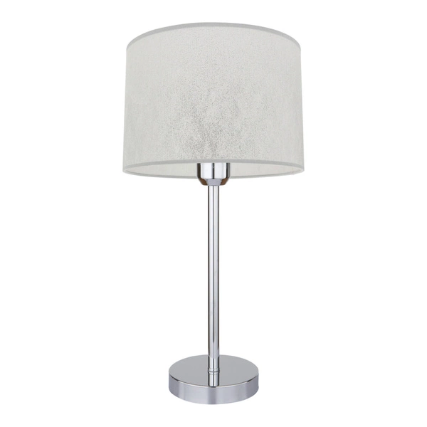 Prata Table Lamp 1xE27 Max.40W Chrome Metal/Transparent PVC Cable/Silver Fabric Shade 957284127