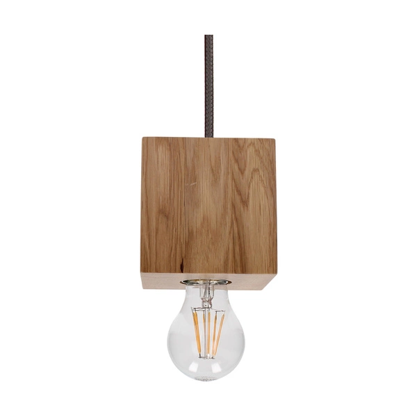 Trongo Square Pendant Lamp 1xE27 Max.60W Oiled Oak/Anthracite Fabric Cable 7161174