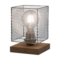 Norman Wood Table Lamp 1xE27 Max.25W Oiled Oak/Chrome Metal/Transparent PVC Cable 9175974
