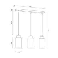 Lampa wisząca Bosco 3xE27 maks. 60W drewno brzozowe/białe szkło/przezroczysty kabel PVC 1720360
