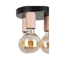 Lampa Sufitowa Notri 3xE27 Max.15W LED Drewno Brzozowe/Czarny Metal 4036018200000