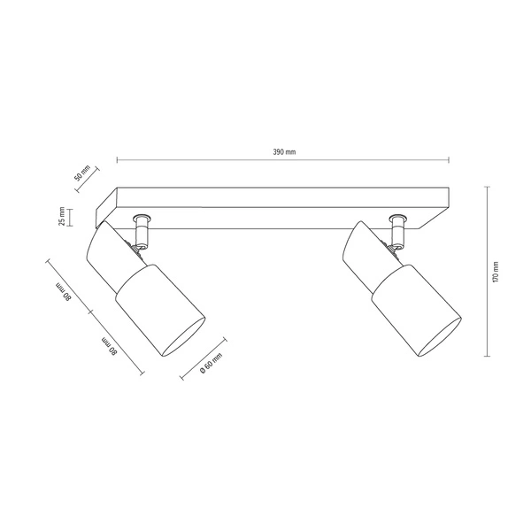 Birgit Ceiling Lamp 2xE14 Max.40W Oiled Oak/White 2222274