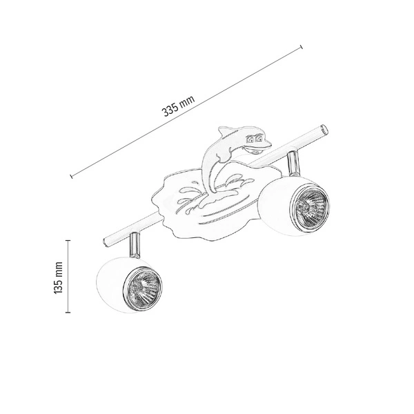 Delfin Ceiling Lamp 2xGU10 Max.50W White Metal/Chrome Metal/Multicolor Synthetic Material with Dolphin Pattern 2105202