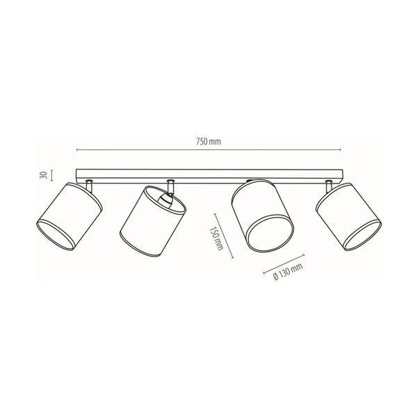 Aprillia Ceiling Lamp 4xE27 Max.25W Black Metal/Chrome Metal/Black Fabric Shade 56746404