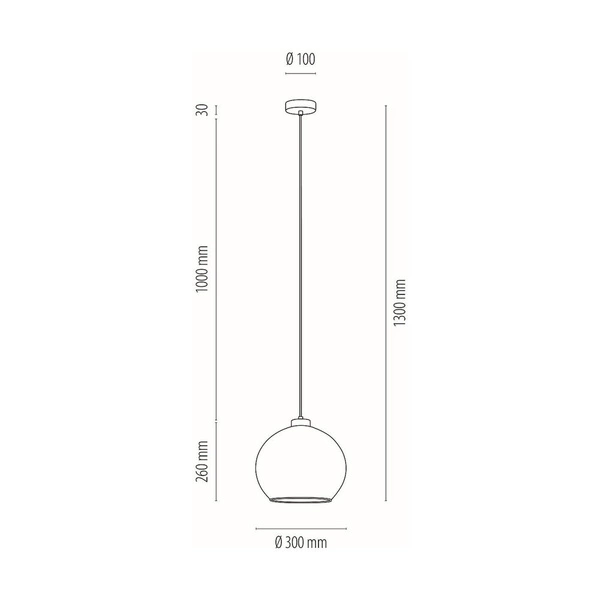 Laguna Pendant Lamp 1xE27 Max.60W Black Metal/Transparent PVC Cable/Smoked Glass 18630104