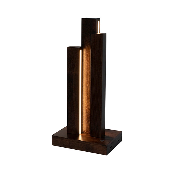 Manhattan Table Lamp 3xLED 24V Integrated 1470lm 3000K 16W Walnut Beech Wood/Black Fabric Cable with Touch Dimmer 7481976