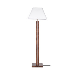 Quad Floor Lamp 1xE27 Max.60W 2xLED 24V Integrated 3350lm 3000K 36W Walnut Beech Wood/Black Fabric Cable/White Fabric Shade