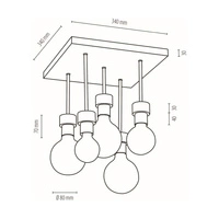 Chandelle Ceiling Lamp 5xE27 Max.40W Oiled Oak/Black Metal 8424574