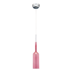 Bottle Pendant Lamp Incl. 1xLED Integrated 285lm 3000K 3W Chrome Metal/Transparent PVC Cable/Pink Glass 1185113