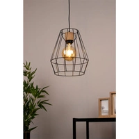 Endorfina Pendant Lamp 1xE27 Max.60W Oiled Oak/Black Metal/Black Fabric Cable 132219104