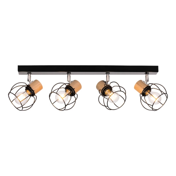 Phiphi Ceiling Lamp 4xE27 Max.60W Black/Chrome/Oiled Oak 26114404