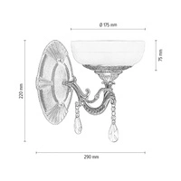 Kinkiet Graciela 1xE27 Max.60W Patyna Metal/Białe Szkło 5460111