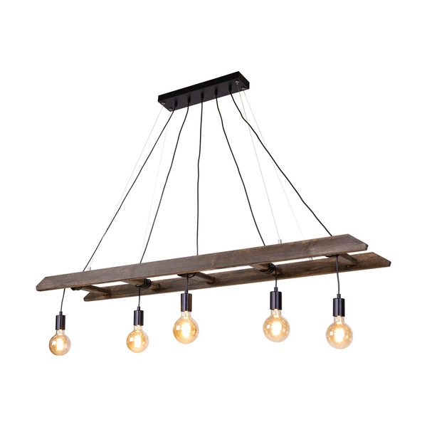 Eskalo Pendant Lamp 5xE27 Max.60W Stained Pine on Walnut/Black Metal/Black PVC Cable 7219556