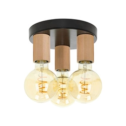 Notri Ceiling Lamp 3xE27 Max.15W LED Birch Wood/Black Metal