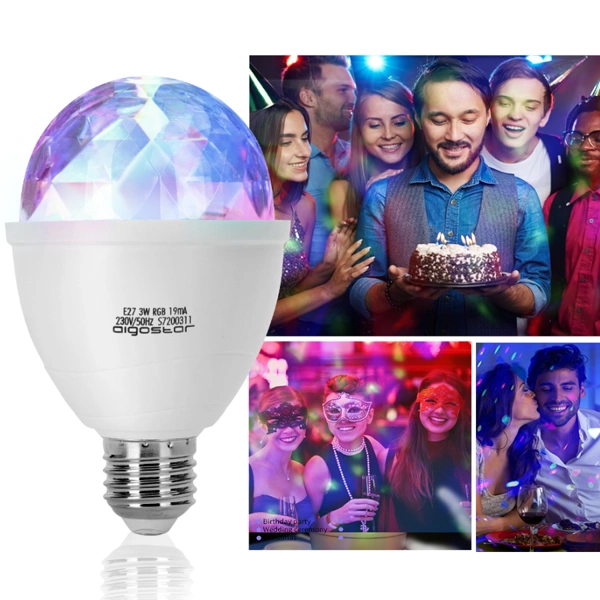 Żarówka LED PARTY LIGHT E27 3W RGB na Imprezę / domówkę