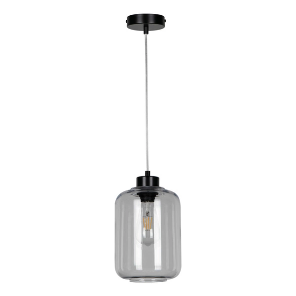 Tarro Pendant Lamp 1xE27 Max.60W Black Metal/Transparent PVC Cable/Smoked Glass 15890104