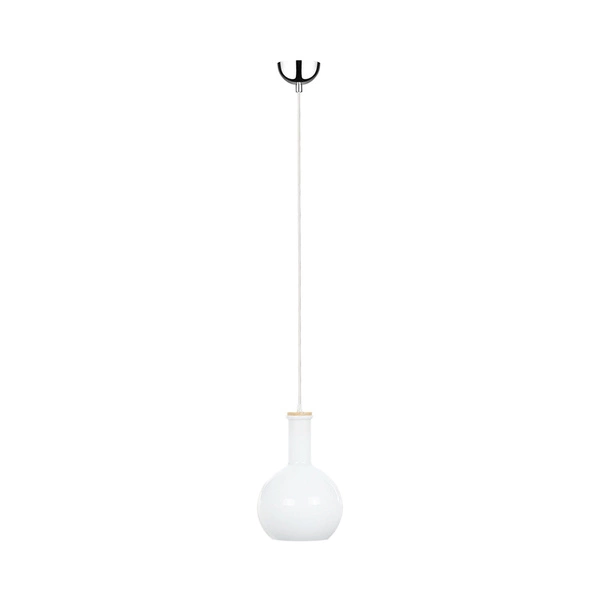 Bottles Pendant Lamp 1xE27 Max.60W Chrome Metal/White Fabric Cable/White Glass 1147102