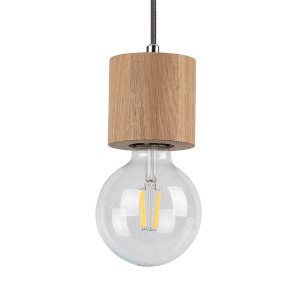Trongo Round Pendant Lamp 3xE27 Max.60W Oiled Oak/Anthracite Fabric Cable 7061374R