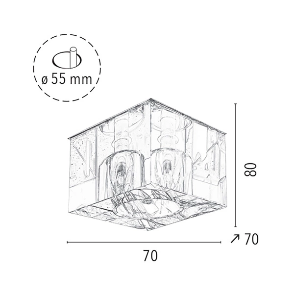 Cristaldream Set of Downlights Incl.3xG4 LED 2,3W with power adapter Chrome Metal/Transparent Glass 51143001