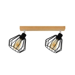 Vento Ceiling Lamp 2xE27 Max.60W Oiled Oak/Black Metal