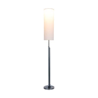 Eleganta Floor Lamp Incl. LED Integrated 1800lm+500lm 3000K 22W Satin Metal/Black Fabric Cable/White Fabric Shade 15921127