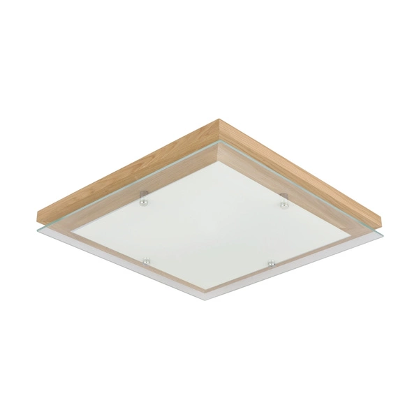 Finn Ceiling Lamp Incl. 1xLED Integrated 2100lm 2700K 24W Oiled Oak/Chrome Metal/White-Transparent Glass 4024074