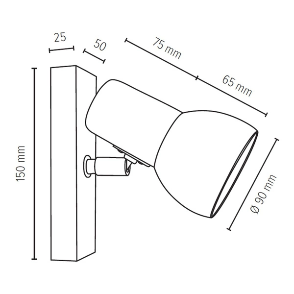 Svenda Wall lamp 1xE27 Max.60W Oiled Oak/Chrome/White 2224174