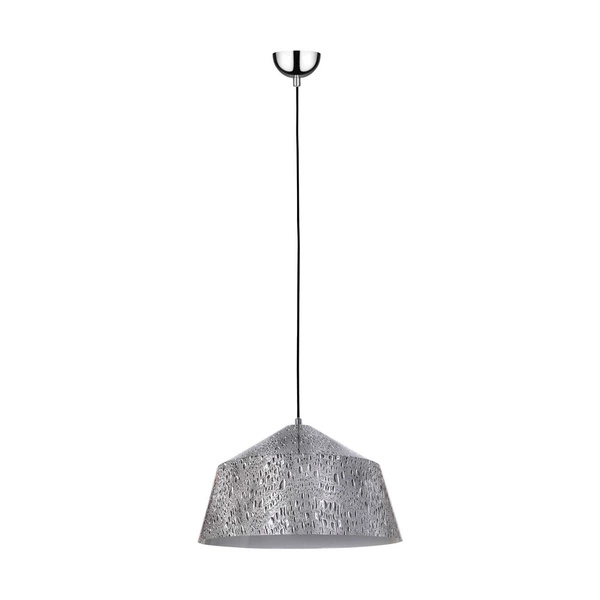 Natura Lampa Wisząca 1xE27 Max.60W Chromowany Metal/Czarny Kabel PCV/Szary-Biały Metal 9804128