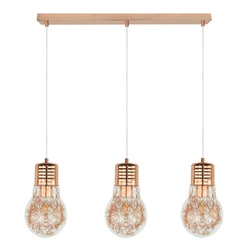 Bulb Pendant Lamp 3xE27 Max.60W Copper Metal/Transparent PVC Cable/Transparent Glass 2810313