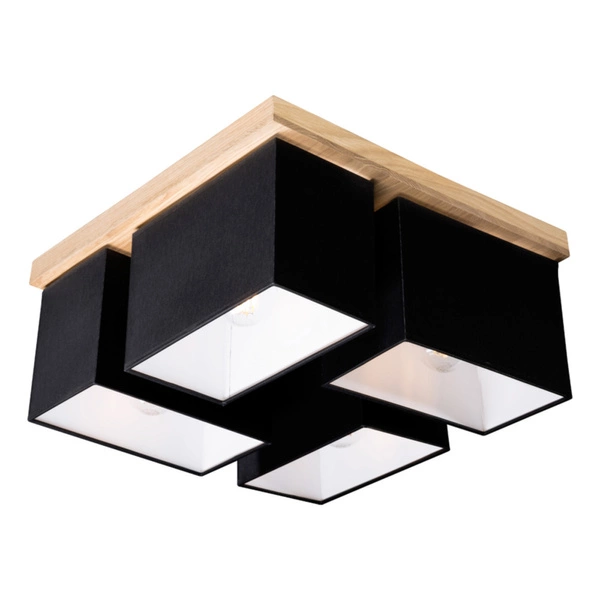 Paloma Ceiling Lamp 4xE27 Max.25W Oiled Oak/Black Fabric Shade 2454474