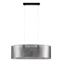 Lampa Wisząca Nevoa 2xE27 Max.40W Czarny Metal/Przezroczysty Kabel PCV/Abażur ze srebrnej tkaniny 17930204