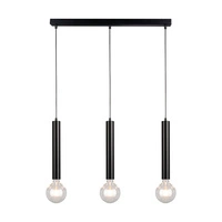 Barrel Pendant Lamp 3xE27 Max.60W Black Metal/Black PVC Cable 16709304