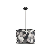 Lampa Wisząca Espacio 1xE27 Maks. 60W Czarny Metal/Przezroczysty Kabel PCV/Wielokolorowa Tapeta 154840104