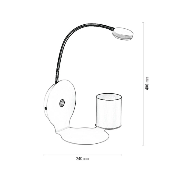 Lampa ścienna ARLES biała z półką i przypornikem na długopisy 5852102