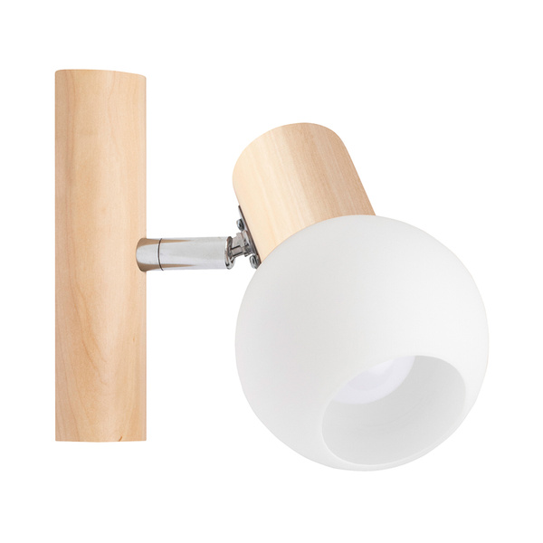 Karin Wall Lamp 1xE14 Max.40W Birch Wood/White Glass