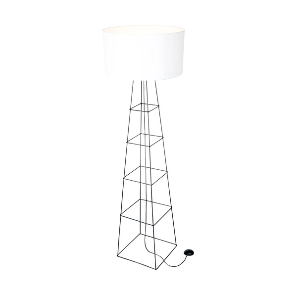 Lampa podłogowa Tiphany 1xE27 maks. 60W Czarny metal/czarny kabel PVC/biały klosz z tkaniny 8742104