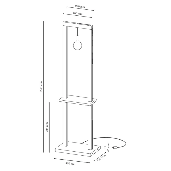 Monopod Lampa Podłogowa 1xE27 Max,15W Orzech/Czarny 6460976